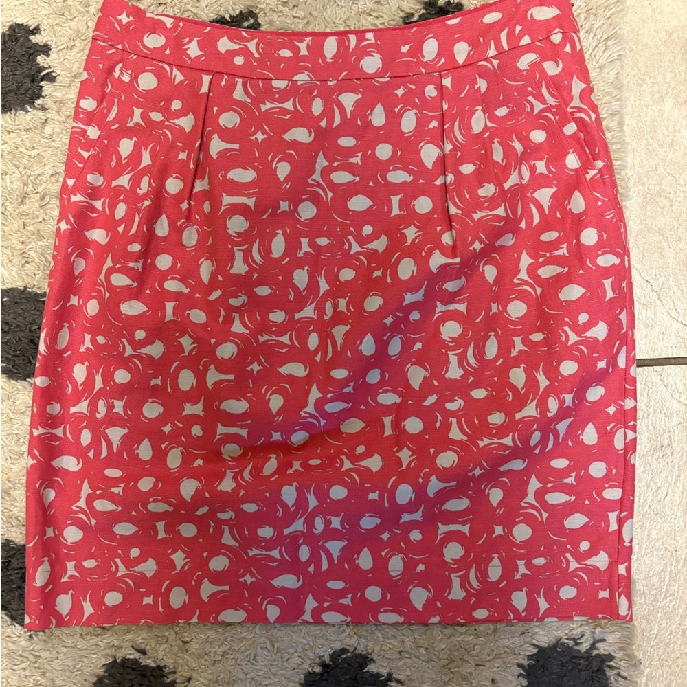 Boden Pink and White Patterned Mini Skirt size 10